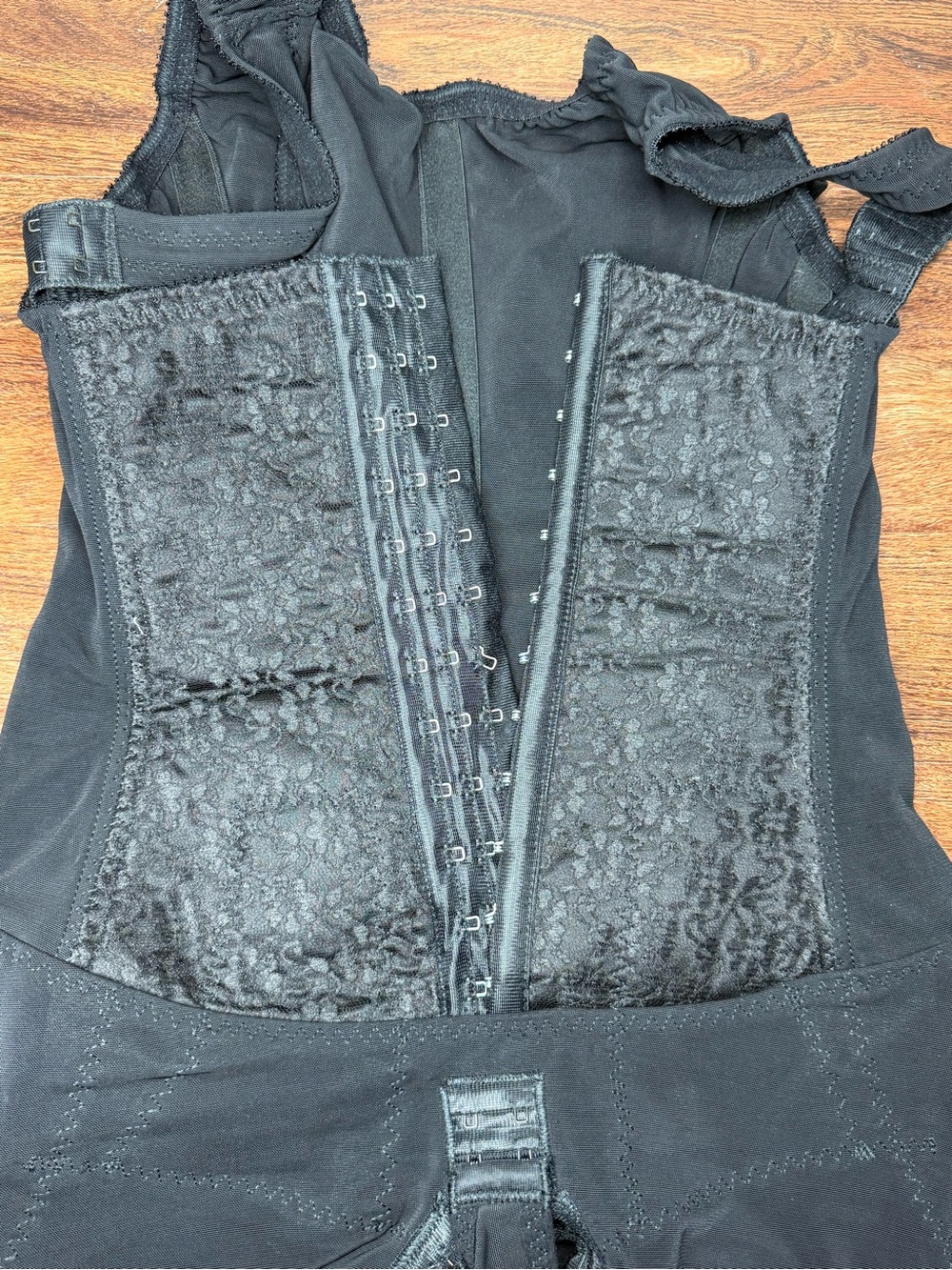 Women's black Shapewear Bodysuit - Lace Front Compression - Picture 2 of 6